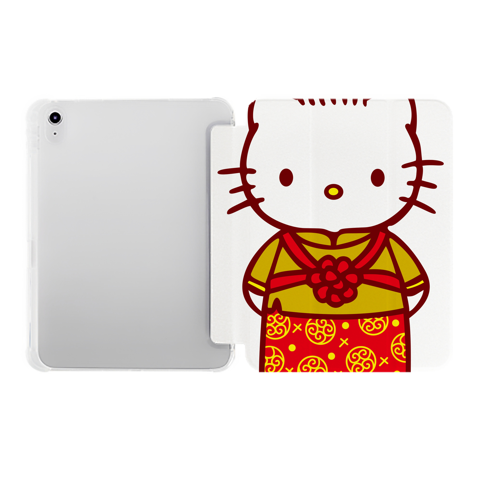 （画像用） Hello Kitty ハローキティ IPad ケース ペン収納付き 三つ折りスタンド PUレザー×シリコン 対応機種9.5/10.5/10.9インチ